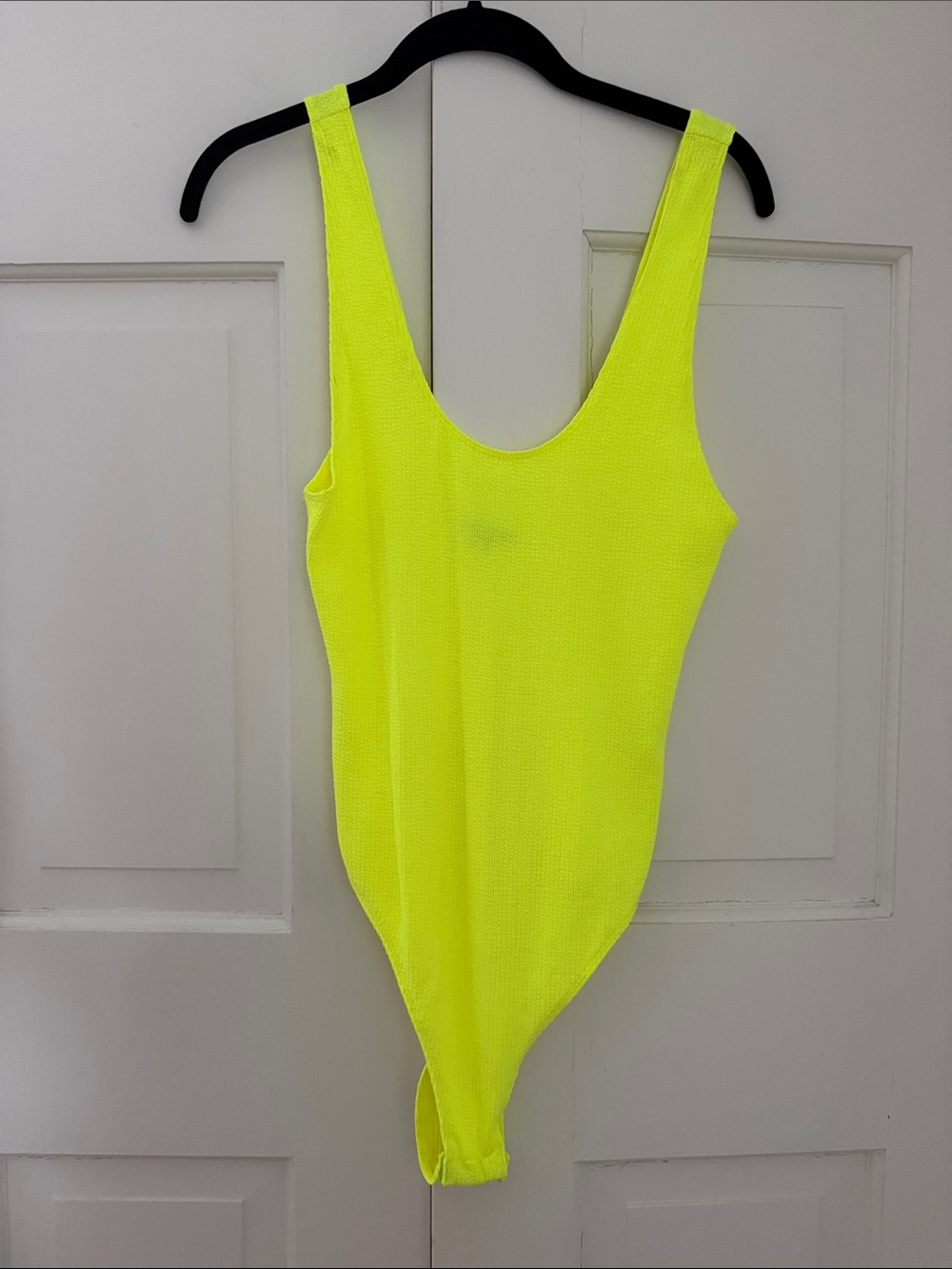 wild fable Neon Yellow Scoop-Back Ribbed Bodysuit